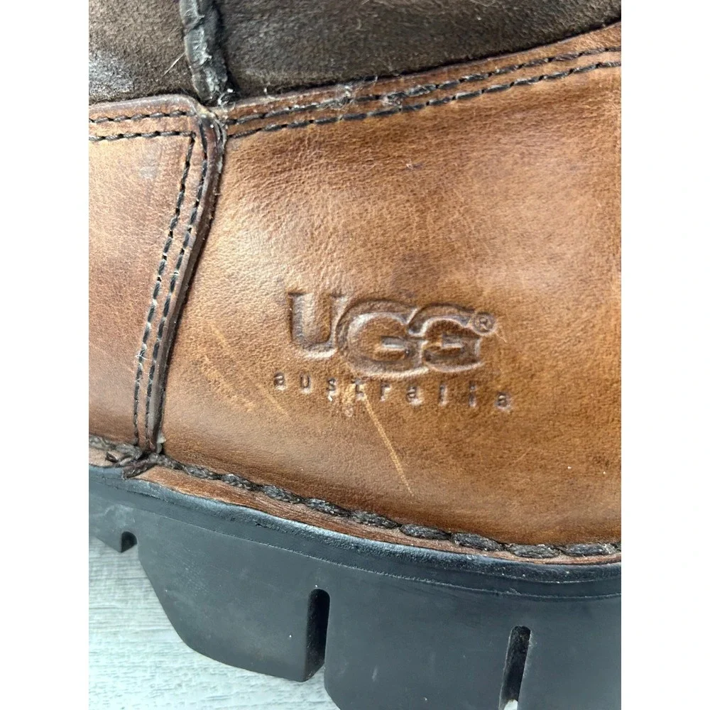 UGG‎ Australia Mens Beacon Brown Leather Sheepskin Winter Boots 5485 Size 8